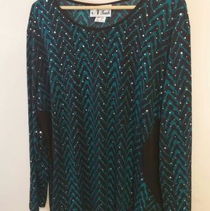 SALE!!!$7 Beautiful XL sparkle green dress top